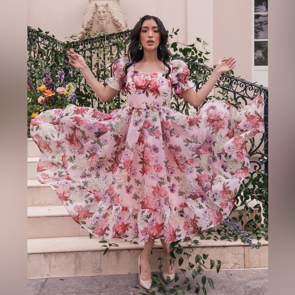 Jessakae Amelia Peach Blossom Floral Maxi Dress